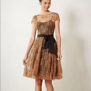 Anthropologie Moulinette Soeurs Honeyed Lace Dress Bronze Women's 10.